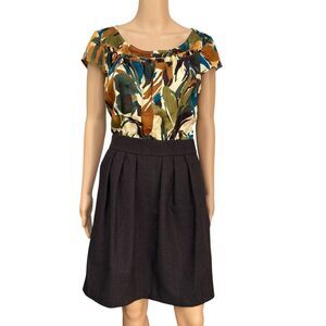 Anthropologie Tabitha Sz 6 Silk Floral Bodice Wool Blend Skirt W/ Pockets Dress